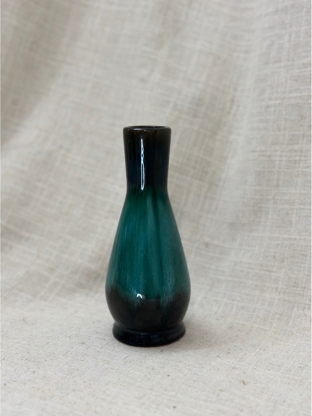 Vintage Blue Mountain Pottery 6.25" Small Bud Vase Canada Green Drip Glaze